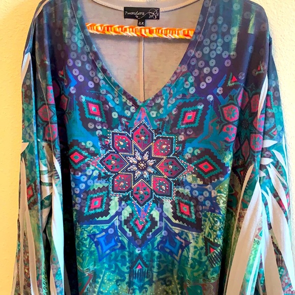 7 wonders women plus size 3/4 sleeve top - Picture 2 of 10
